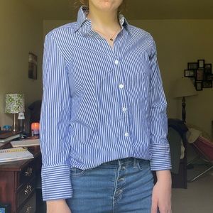 Blue and white buttoned down long sleeve